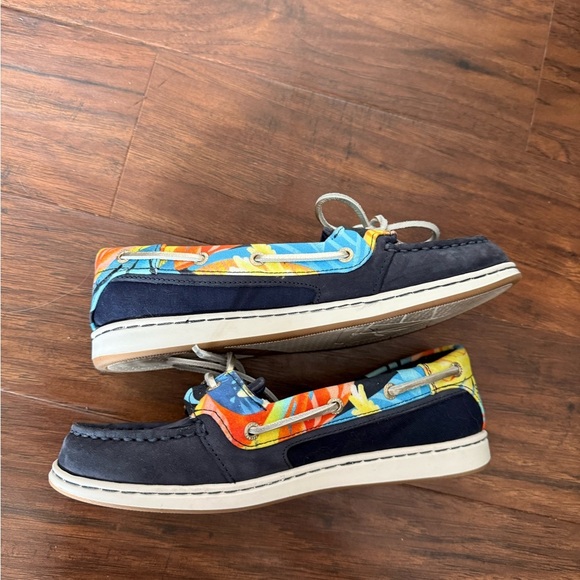 Sperry Women's Starfish Textile and Leather Navy and Coral Flats-Size 6.5 - Picture 4 of 11